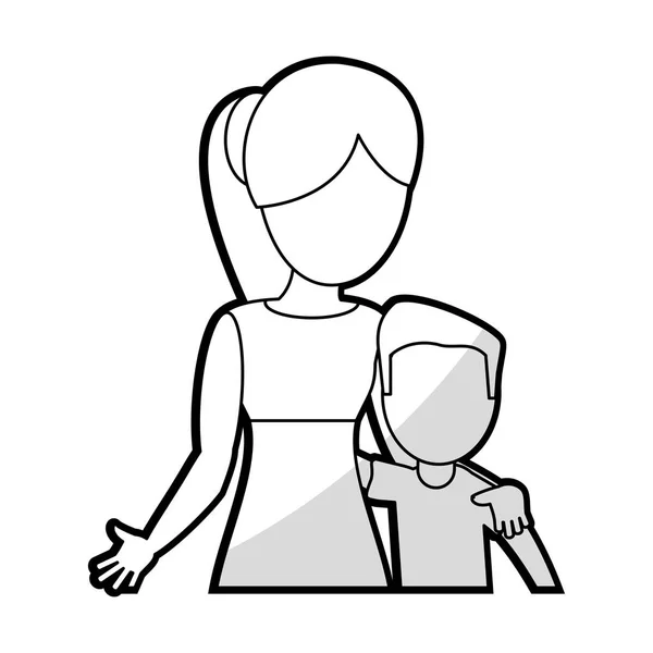 Ibu memeluk anak yang indah - Stok Vektor