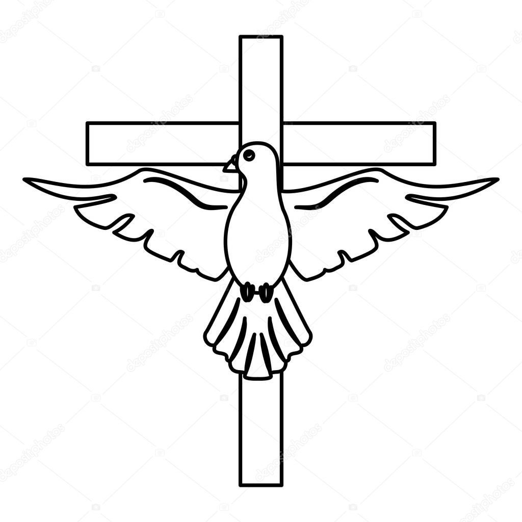 holy spirit with cross sacred outline