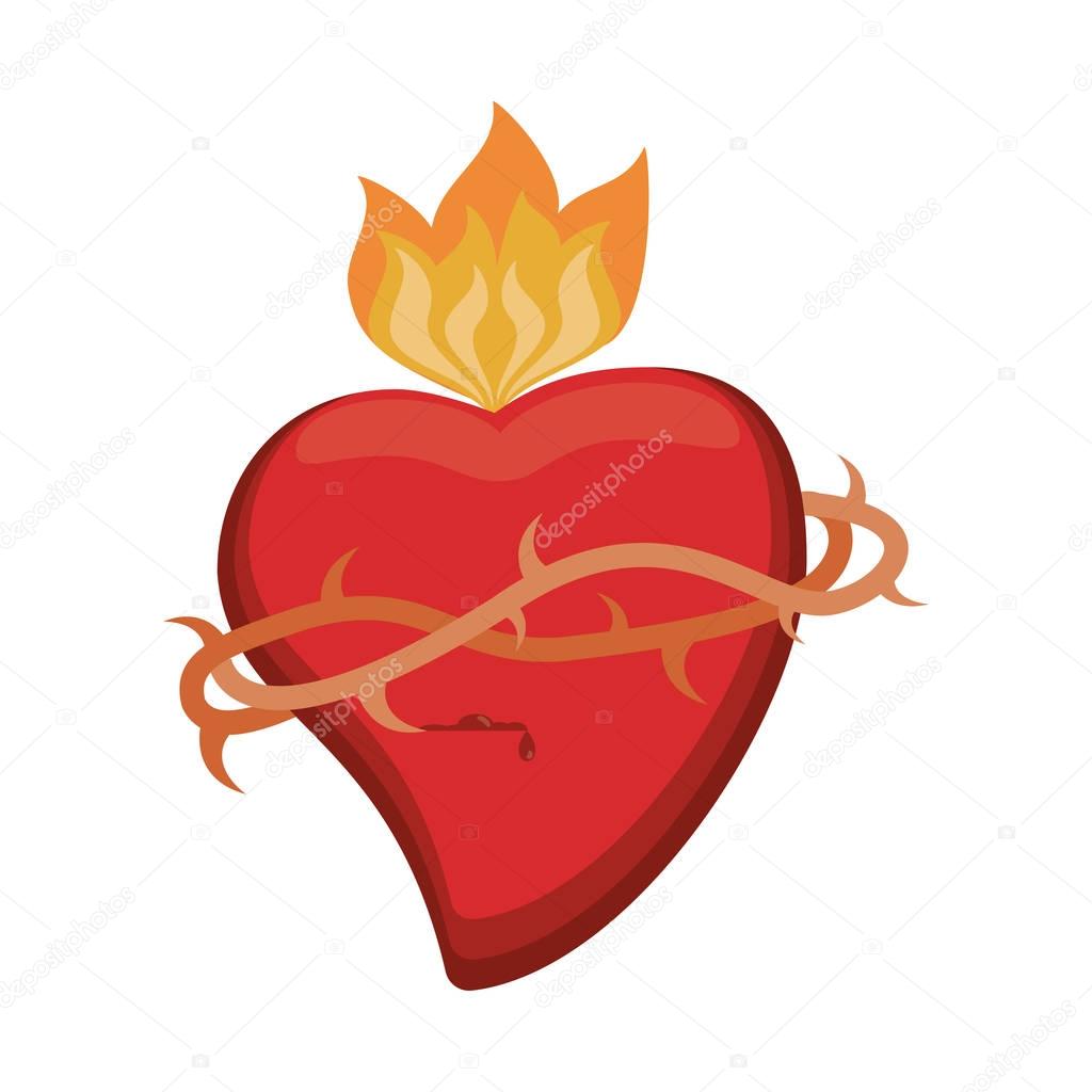 sacred heart crown flame