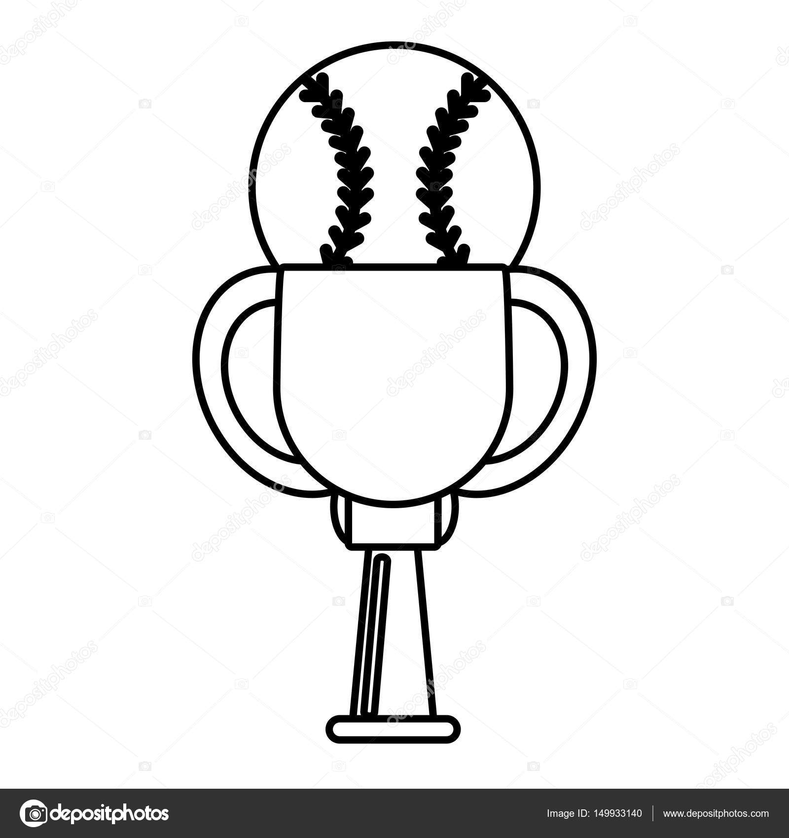 Trophy ball baseball winner outline Stock Vector Image by ©jemastock