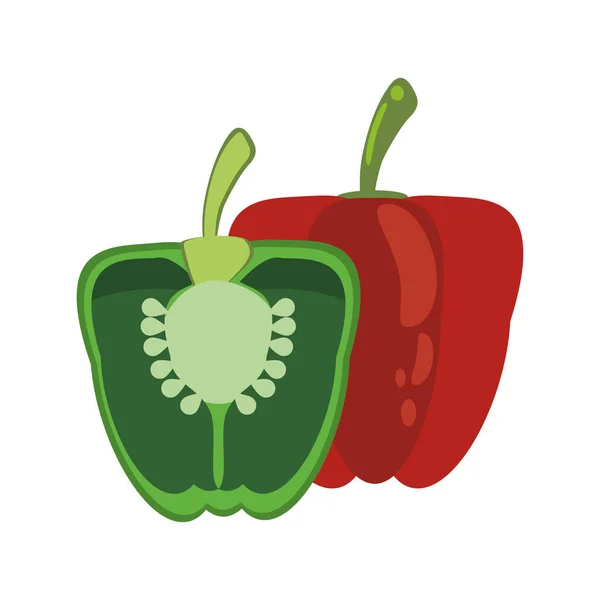 Alimentos de pimiento verde y rojo imagen saludable — Vector de stock