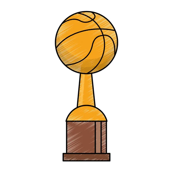 Drawing basketball winner cup prize — Stock Vector