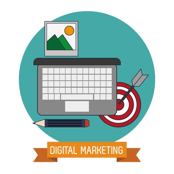 Commercio di conoscenze obiettivo di marketing digitale — Vettoriale Stock