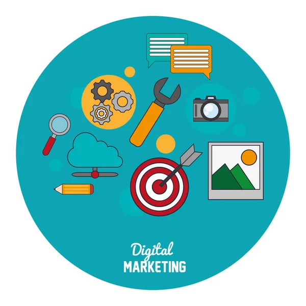 Marketing numérique seo media network — Image vectorielle