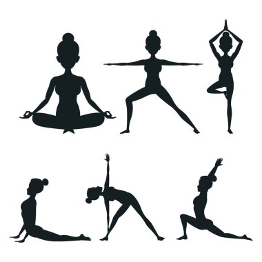 set kadın farklı duruş yoga