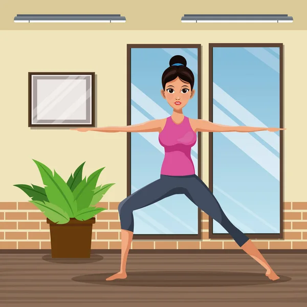 Женщина практикует медитацию йоги — стоковый вектор