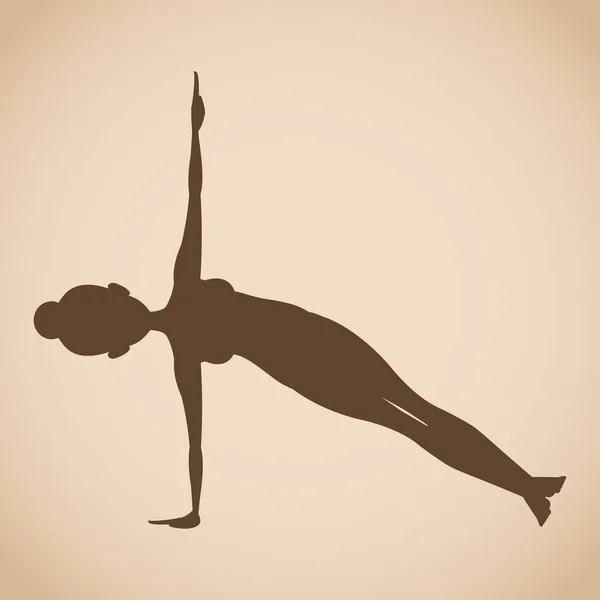 Silueta femeie pozează yoga — Vector de stoc
