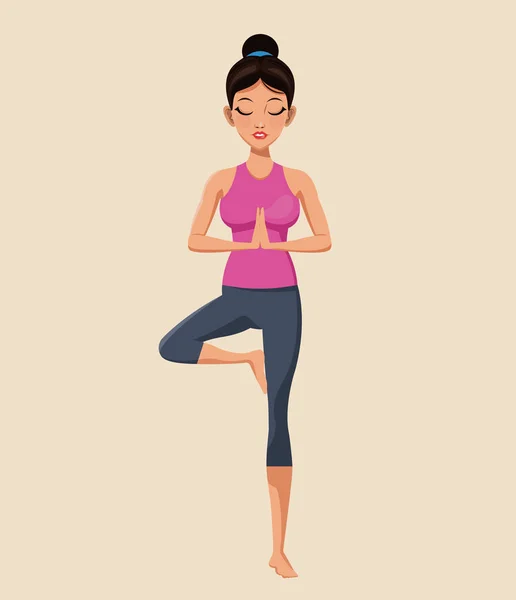Vrouw yoga oefening afbeelding maken — Stockvector