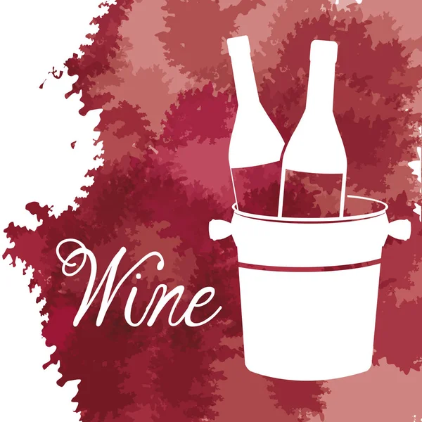 Ведро вина с винтажным изображением бутылок — стоковый вектор