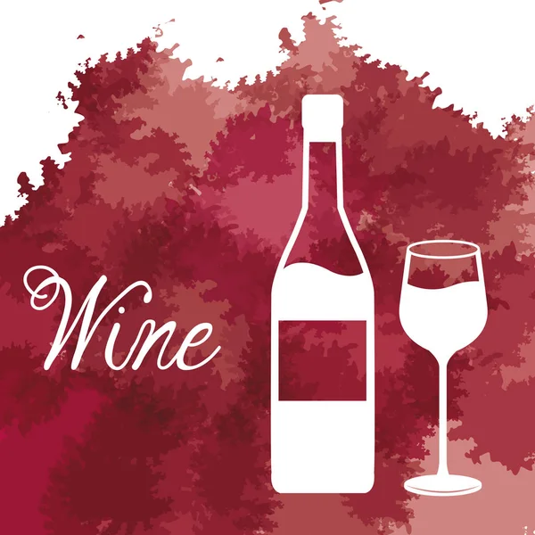 Bouteille de vin et coupe en verre affiche vintage — Image vectorielle