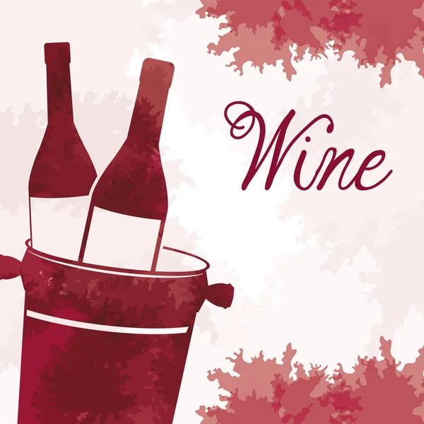 Bouteilles de vin avec seau image vintage — Image vectorielle