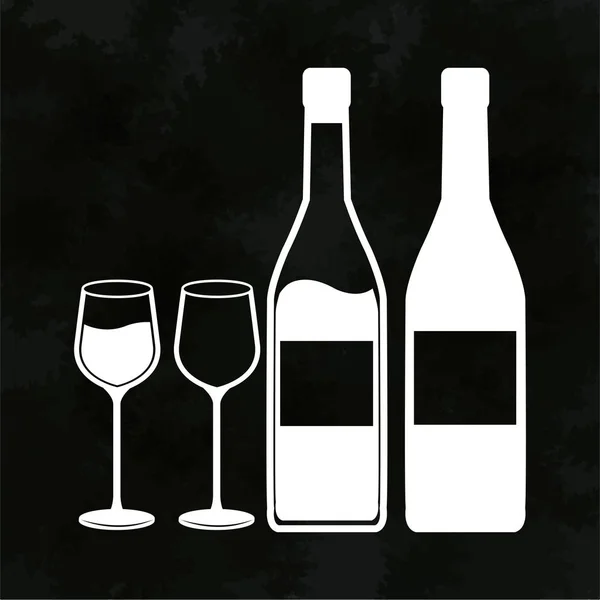 Wine bottles and glassware image — Stock Vector