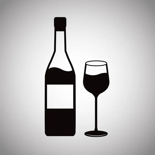 Botella de vino y copa de vidrio imagen — Archivo Imágenes Vectoriales