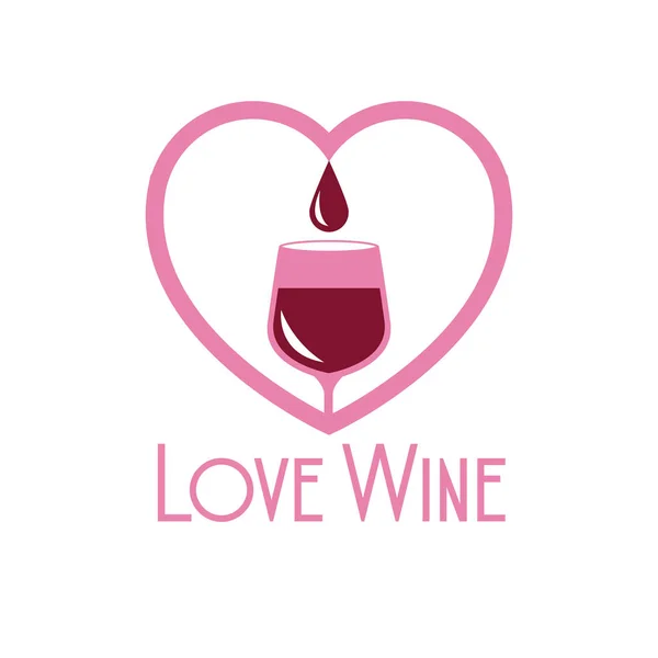 Liebe Wein Glas Tasse Herz Bild — Stockvektor