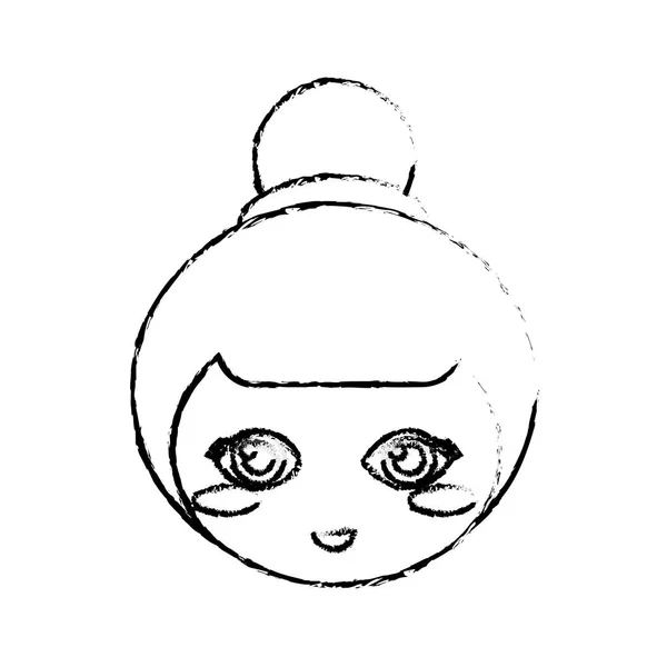Cute face kokeshi sketch — Stockvector