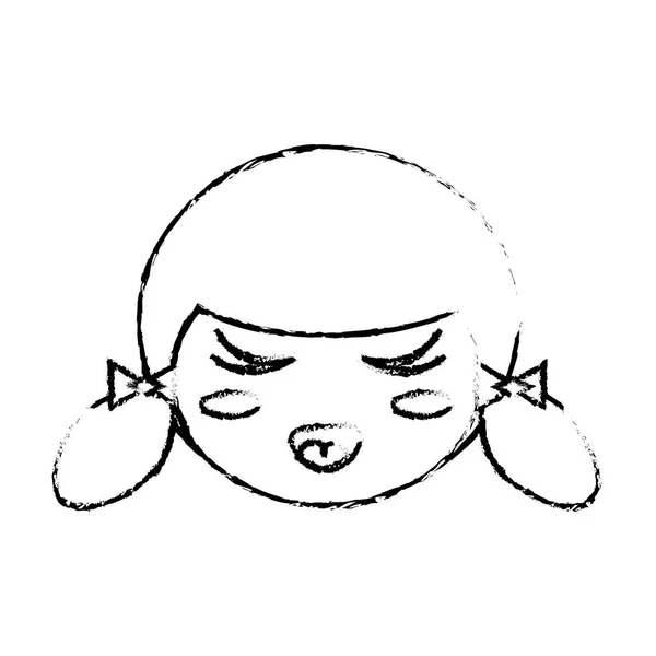 Cute face kokeshi sketch — Stock Vector