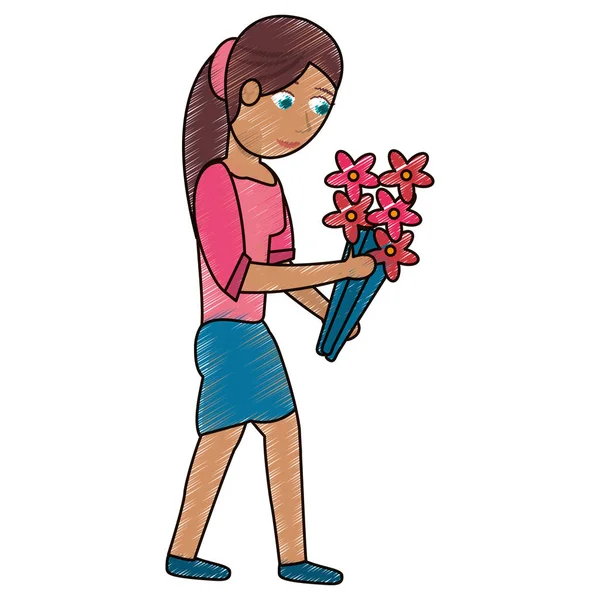 Σχέδιο όμορφη μητέρα με γιορτή λουλουδιών — Διανυσματικό Αρχείο