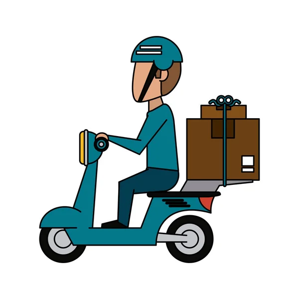 Mailman с изображением значка пакета — стоковый вектор