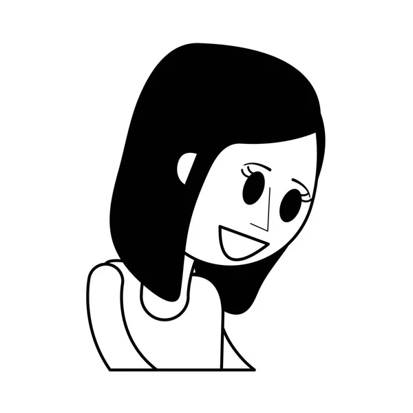 행복 한 여자 만화 아이콘 이미지 — 스톡 벡터