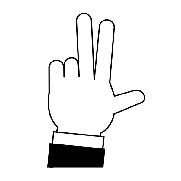 Mani con tre dita in alto icona immagine — Vettoriale Stock