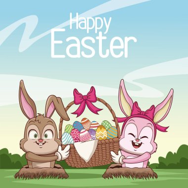 Mutlu Paskalya kartı çizgi film