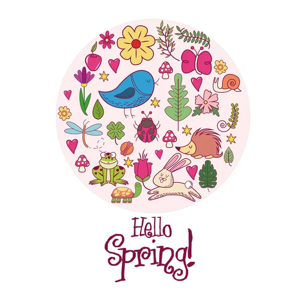 Hola tarjeta de primavera — Vector de stock