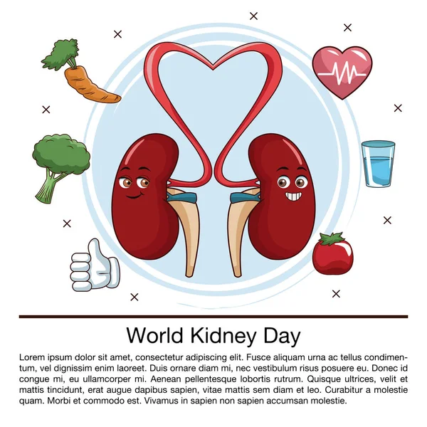 Giornata mondiale del rene infografica cartone animato — Vettoriale Stock