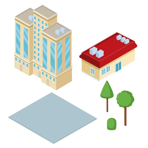 Isometric ville 3d — Image vectorielle