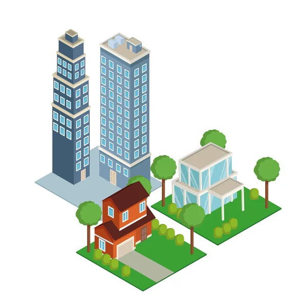 Isometric ville 3d — Image vectorielle