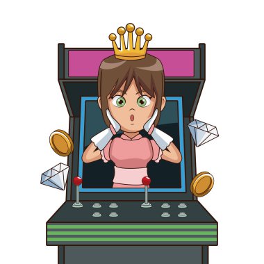 Prenses videogame karakter karikatür Arcade