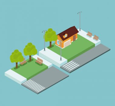 İzometrik şehir 3d
