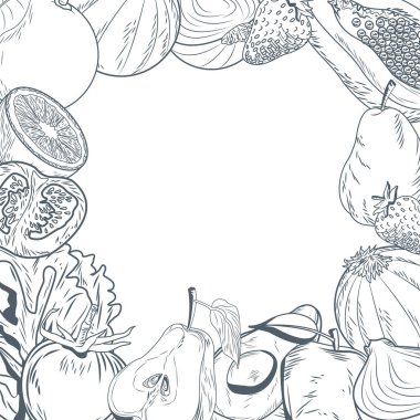 Sebze ve meyve çerçeve el çizmek