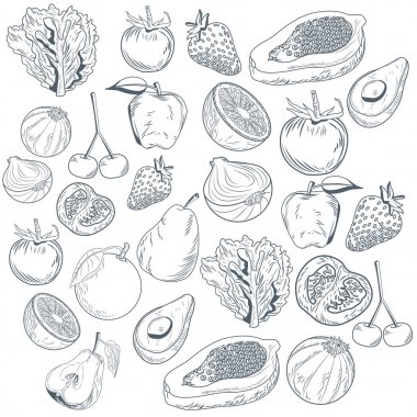 Sebze ve meyve el çizmek