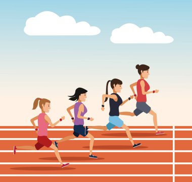 Yolda çalışan insanlar