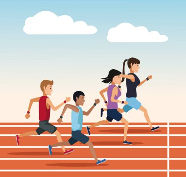 Yolda çalışan insanlar