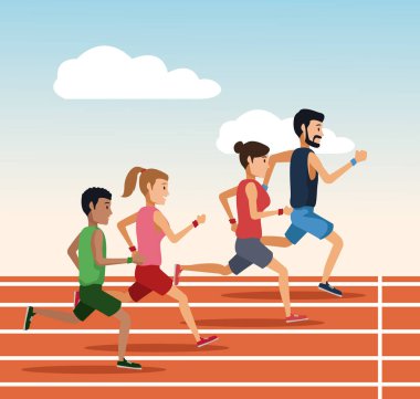 Yolda çalışan insanlar