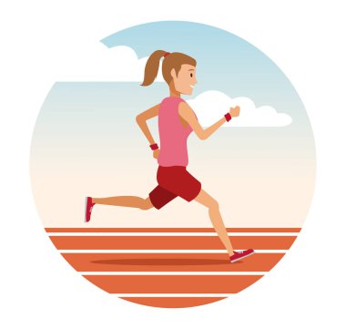 Yolda çalışan kadın yuvarlak simge