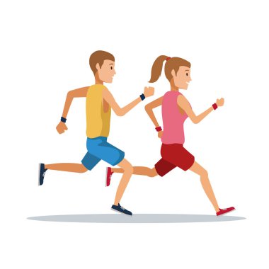 Beyaz arka plan üzerinde çalışan çift