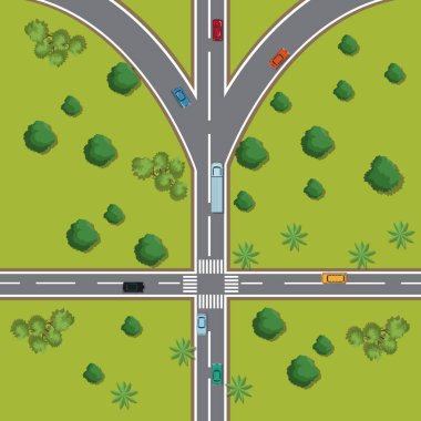 Karayolları görünümü karikatür top