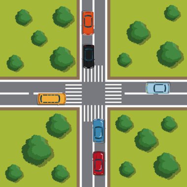 Karayolları görünümü karikatür top