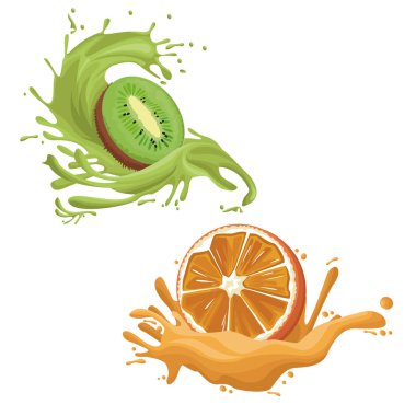 Kivi ve turuncu meyve sıçrama