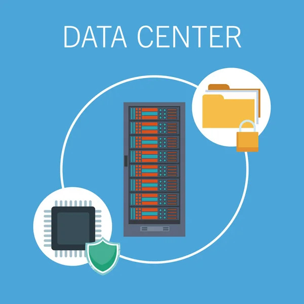 Icone della tecnologia dei data center — Vettoriale Stock