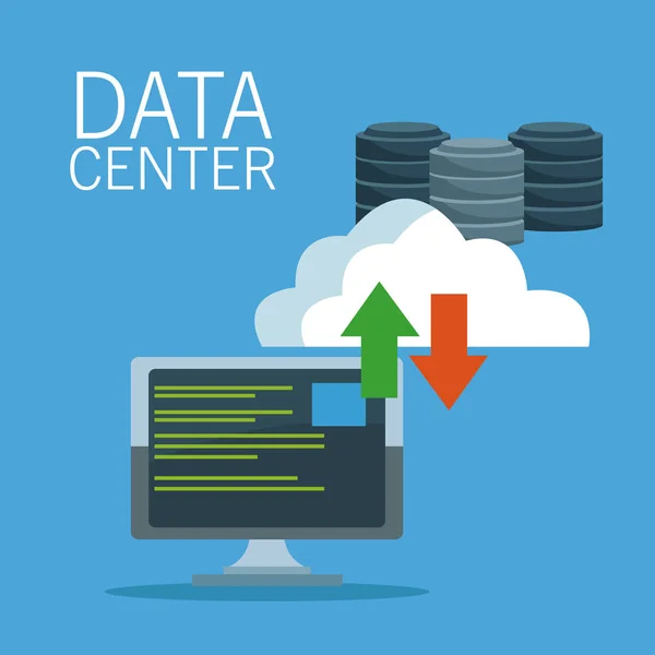 Icone della tecnologia dei data center — Vettoriale Stock