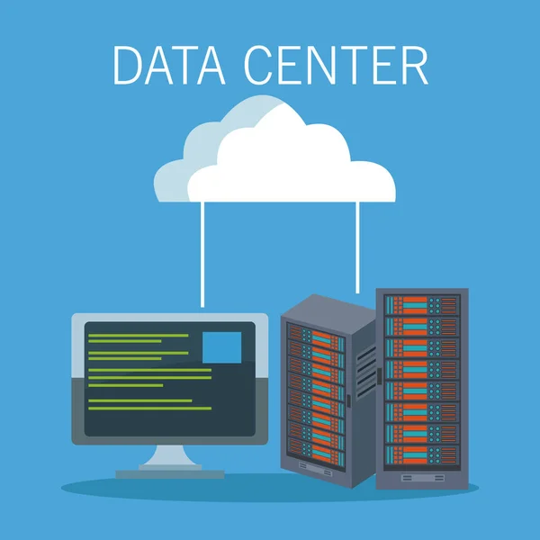 Iconos de la tecnología del centro de datos — Vector de stock