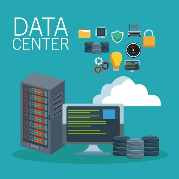 Ícones de tecnologia de data center —  Vetores de Stock