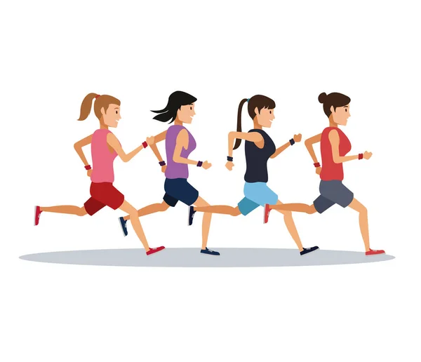 Gente corriendo sobre fondo blanco — Vector de stock