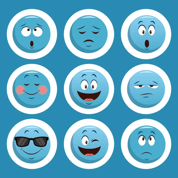 Emojis chatt ikoner — Stock vektor