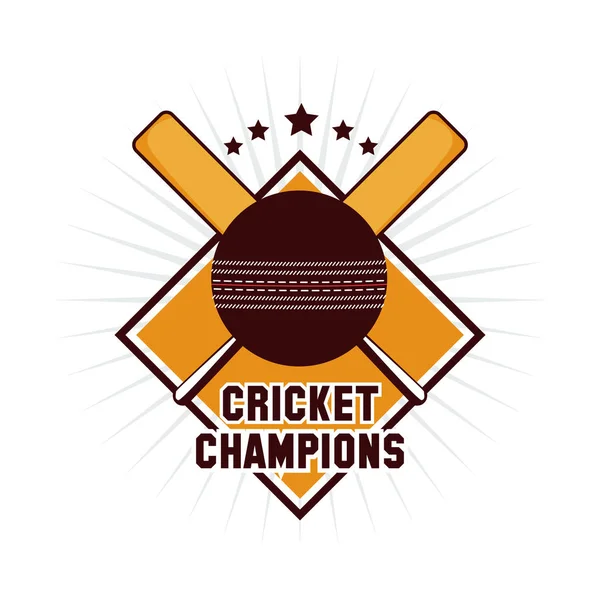 Emblema de campeones de cricket — Vector de stock