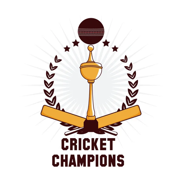 Emblema de campeones de cricket — Vector de stock