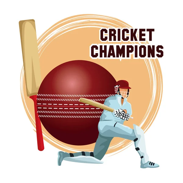 Cricket player cartoon — Stock Vector